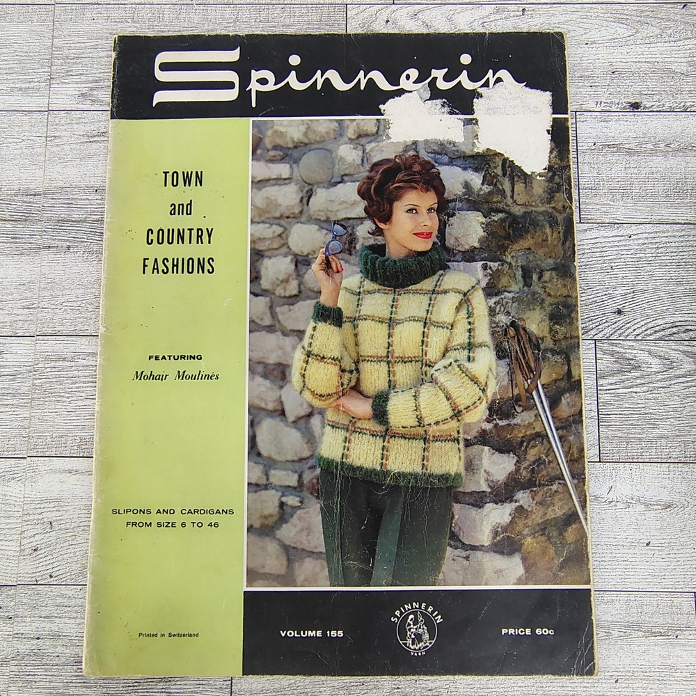 Vtg 1963 Spinnerin Knit Crochet Pattern Book Town & Country Fashions Vol 155 MCM